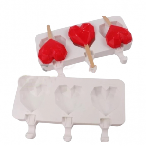 Molde silicona paleta corazón geométrico 3 cavidades